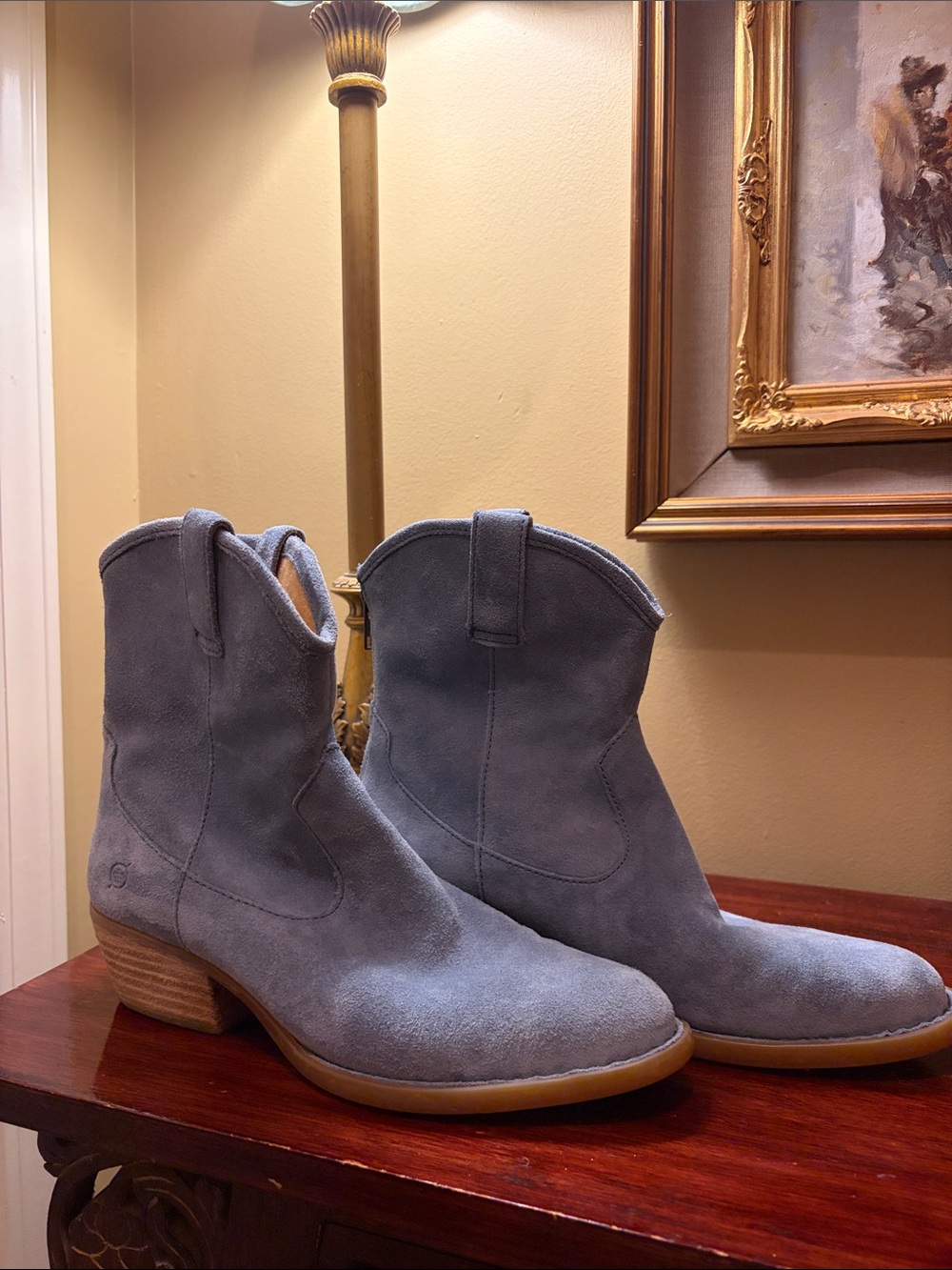 Born Light Blue Suede Western Ankle Boots - Picture 11 of 17